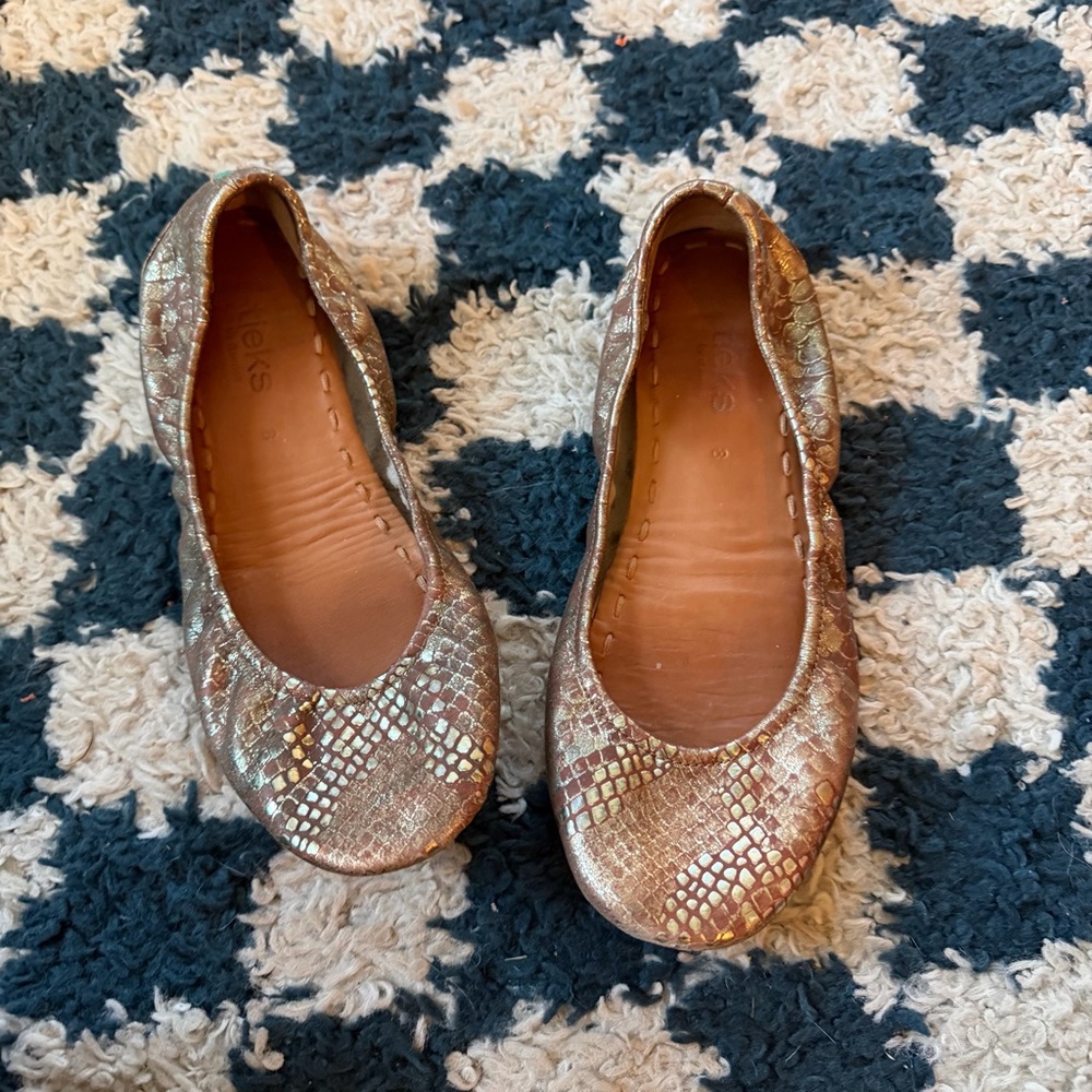 tieks gold snake skin size 8.